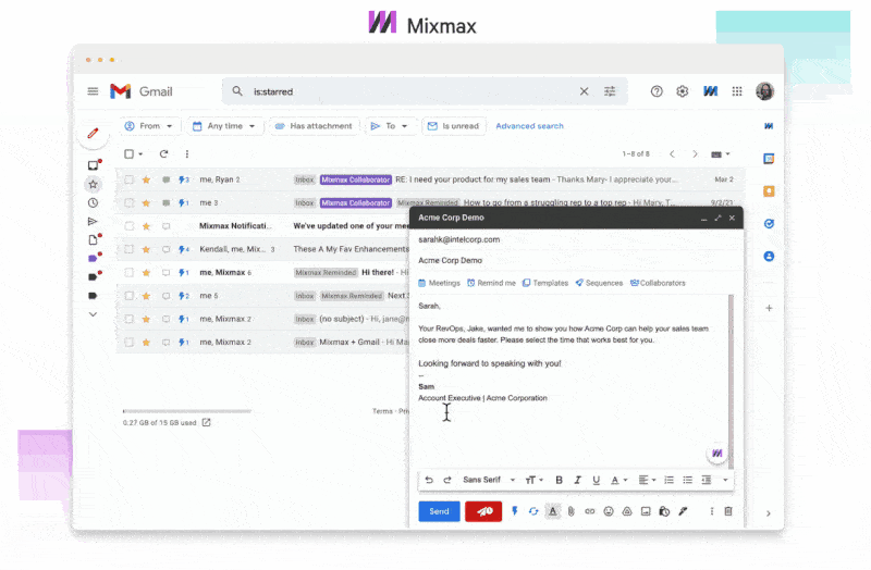 sharing your availability in-email with Mixmax